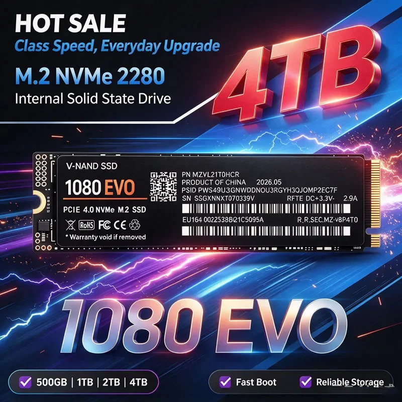 M.2 2280 1080 EVO NVMe SSD PCIe4.0 X4 TLC 3D NAND 1TB 2TB Internal Solid State Storage for Gaming PC Desktop Laptop