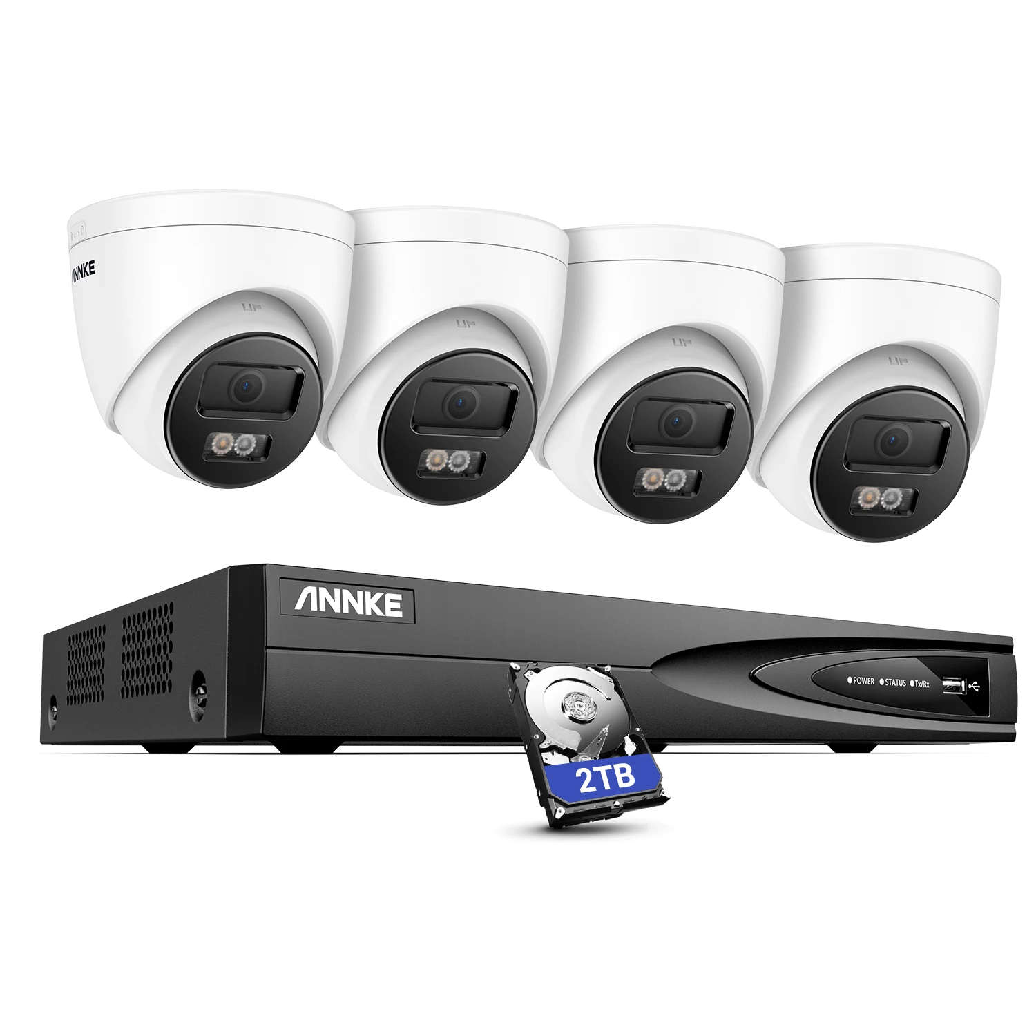 ANNKE-Sistema de Câmeras de Vigilância Externa, Kits de Câmeras PoE, H1200, Luz Dupla 12MP, Lente 2,8mm, Detecção de Pessoa e Veículo, 265 + 12MP