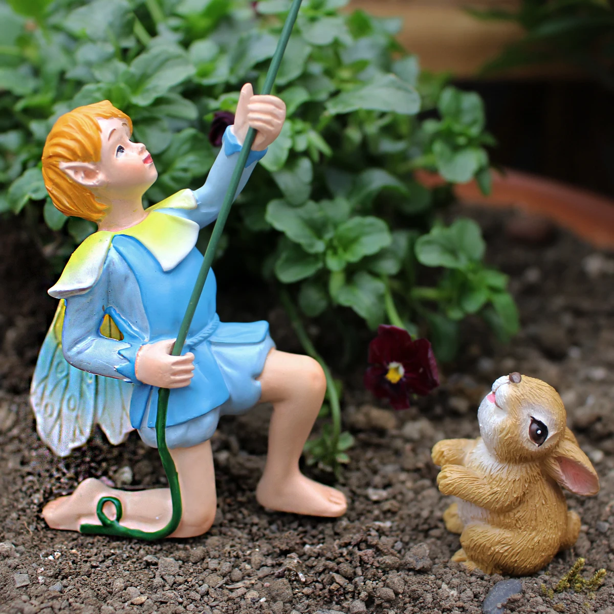 1 Set of Little Boy Kite Flying Bonsai Statues, Outdoor Fairy Tale Mini Garden Decoration Handicraft Flower Pot Accessories, Fai