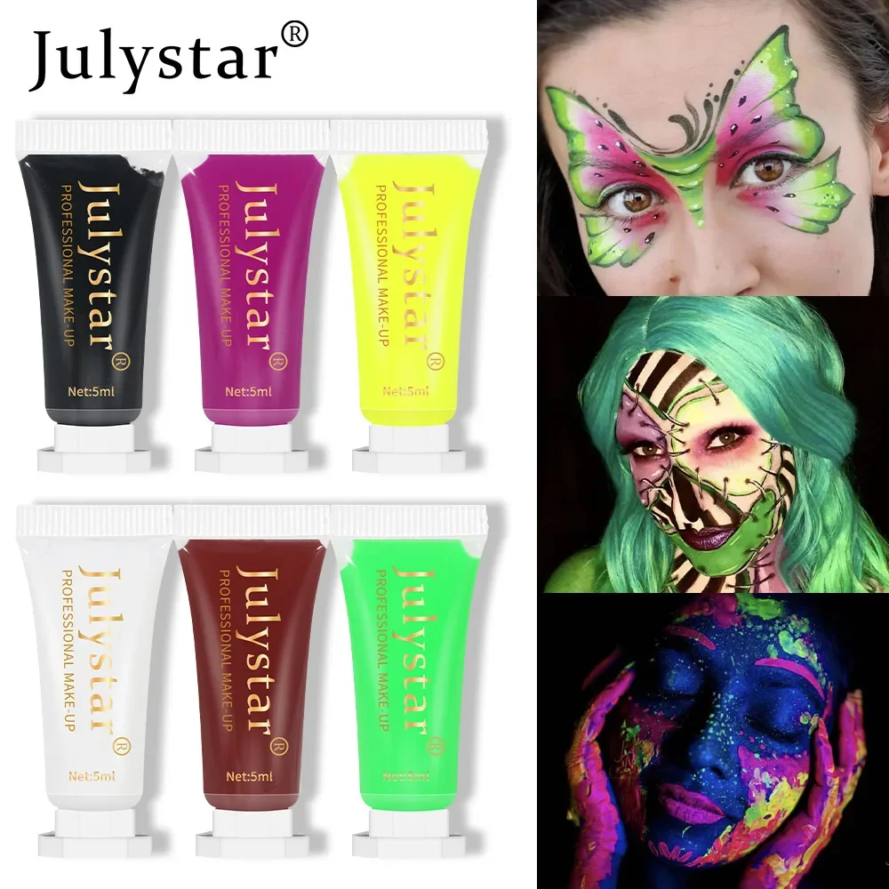 

6 Color Body Painting Liquid Multi Purpose Fluorescent Luminescent Texture Waterproof Face Painting Party Festival Cosmetics 5ml