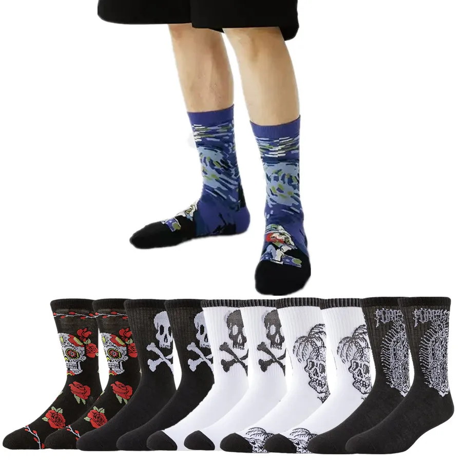 Мужчины Женщины Череп Трубка Носки Счастливые Носки Уличная Мода Дизайнер Хип-Хоп Забавные Новинки Платье Носки Теплые Комфортные Зимняя Повседневная Одежда