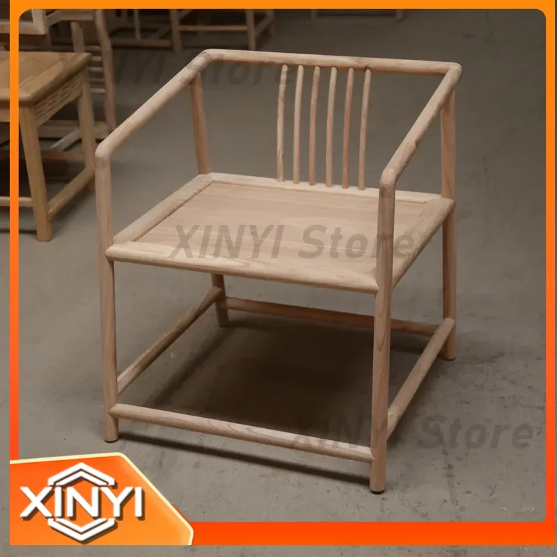 Beilao Yumu for Chinese Solid Wood Circle Dining Chair White Stubble White Embryo Rough Lacquer Free