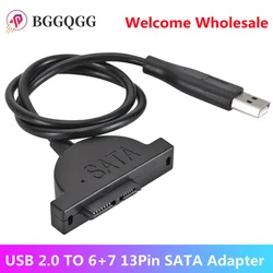 USB 2.0 To Mini Sata II 7+6 13Pin Adapter for Laptop CD/DVD ROM Slimline Drive Converter Cable Screws USB SATA Adapter Cable