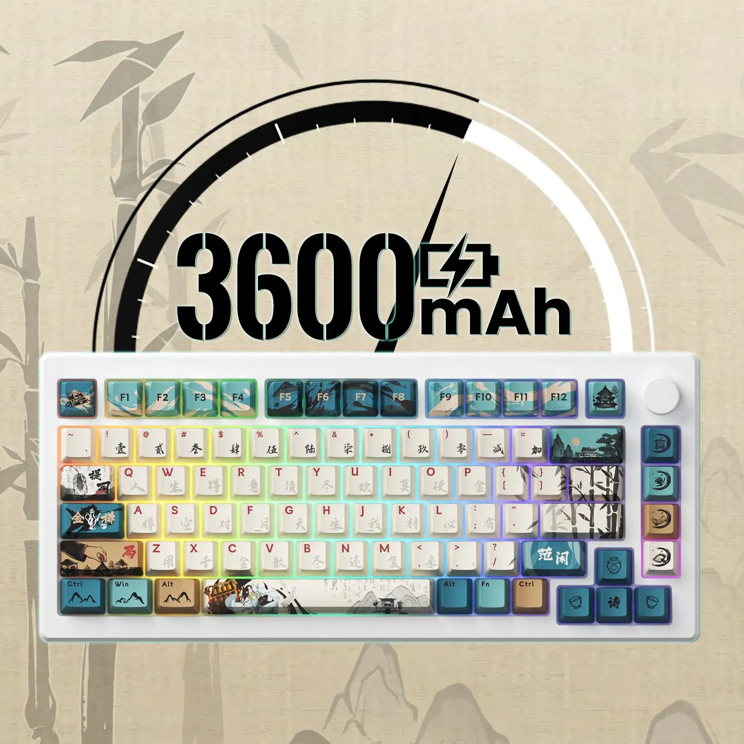 Akko MOD007B HE PC-Gaming-Tastatur mit Magnetschalter, Rapid Trigger, 8K, 75 % RGB, USB Typ C/2,4 G/Bluetooth 5.0, kabellose Tastatur