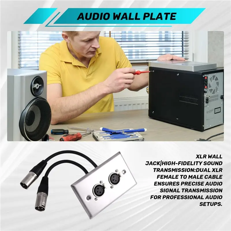 A52T Dual XLR Female To Male XLR Cable Audio Wall Plate Dual XLR Audio Wall Plate Dual XLR Female To Male Wall Plate