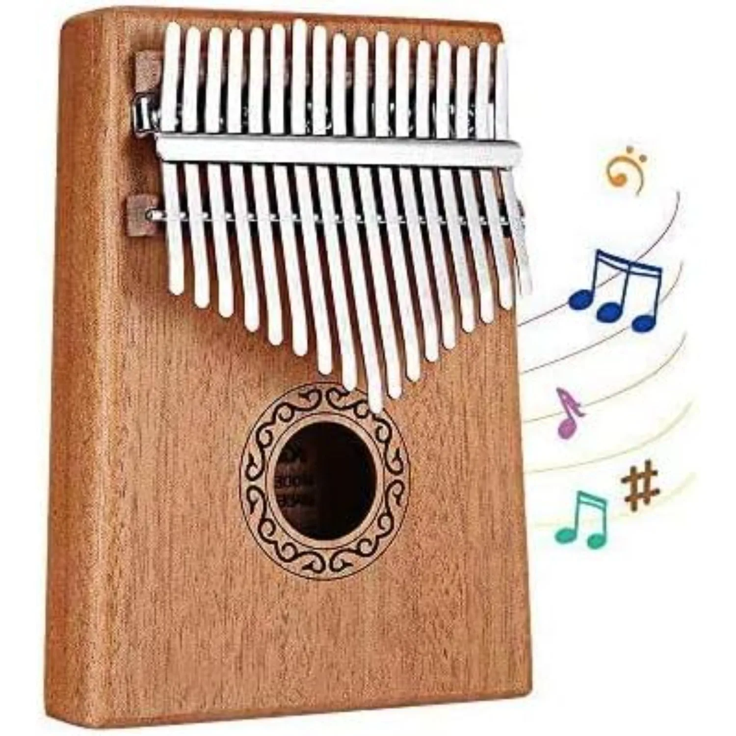 Kalimba 17 Keys Thumb Piano with Study Instruction and Tune Hammer, Finger Marimba Instrument for Beginners(Mahogany) (17 keys)