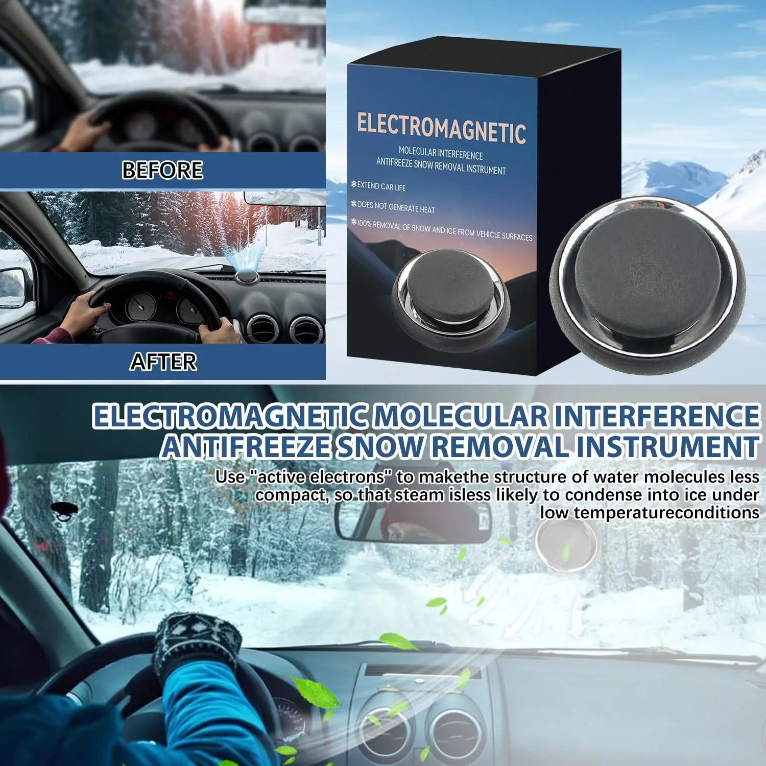Picture 3: New Electromagnetic Ice Melting Deicer Solar Power Supply Winter Car Antifreeze Molecular Snow Remover Portable Air Freshener