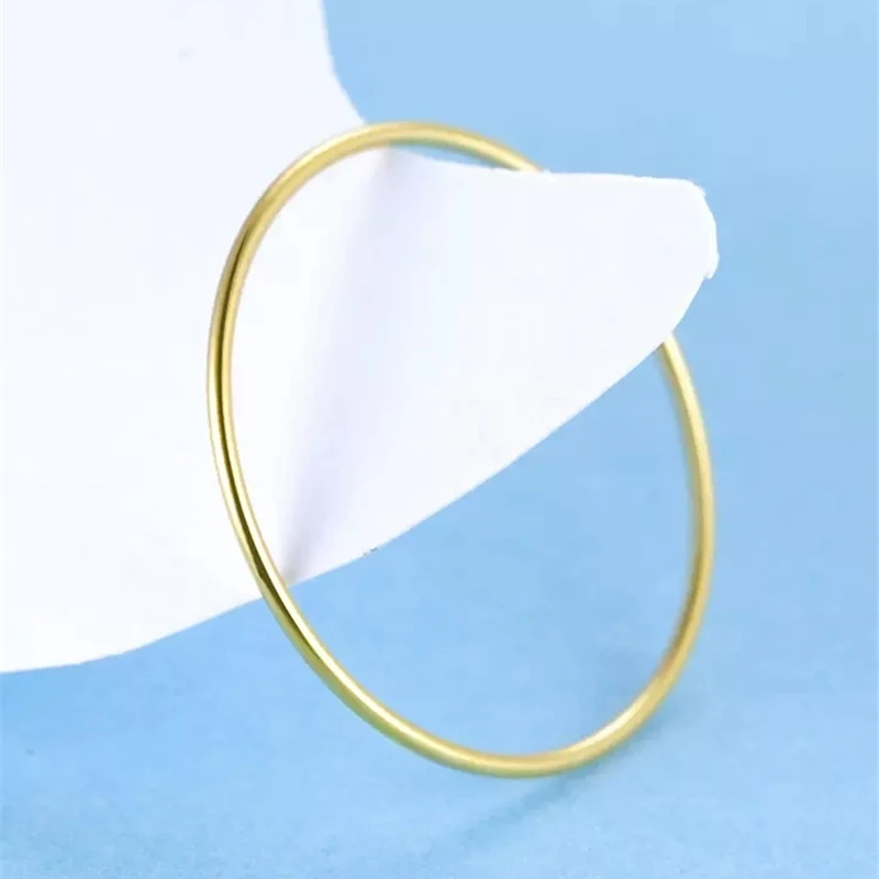 18k Gold Thin Ring Glossy Plain Circle Female Au750 Non-Fading Joint Tail Ring Hollow Exquisite Ring