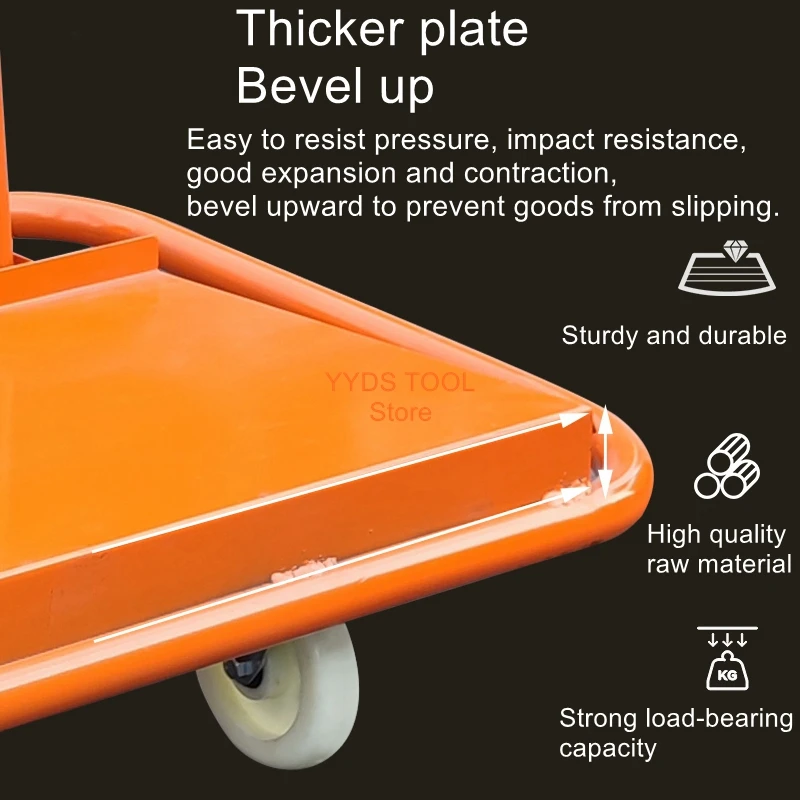 Stainless steel flatbed truck handling car load king can be folded into the push trailer into the hand push tile plank truck