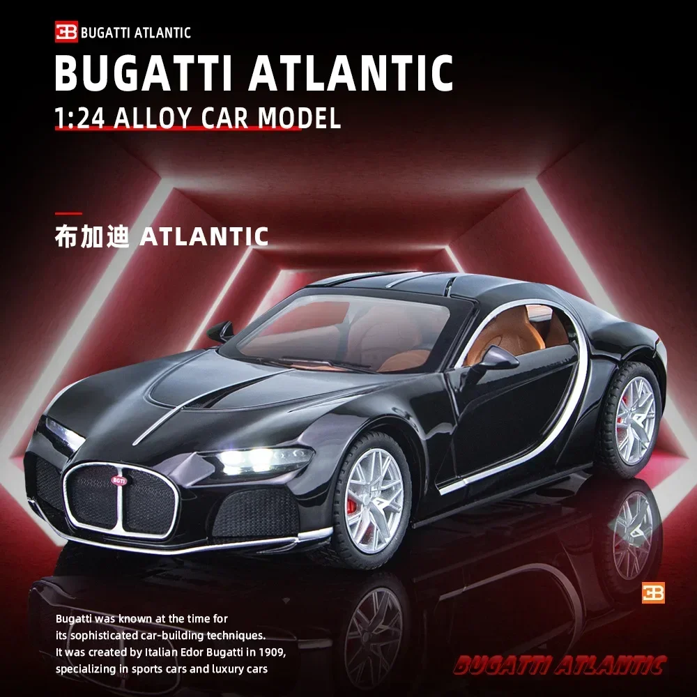 Coche deportivo Bugatti Atlantic de alta simulación, modelo de aleación de Metal fundido a presión, juguetes para niños, regalos de colección, 1:24