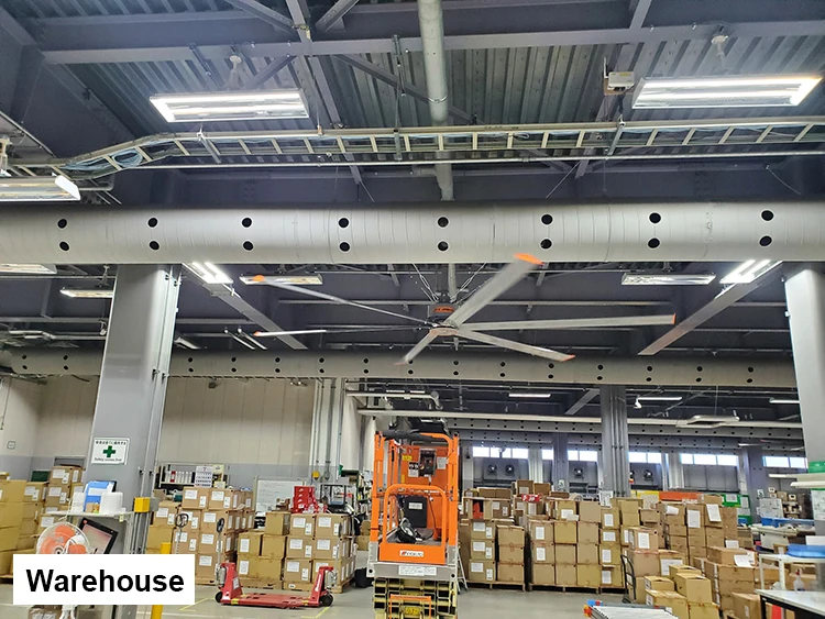 Ventilador de teto de alumínio RTFANS HVLS 18/20/24 pés com motor IP55 para grande depósito e resfriamento de quadra de basquete