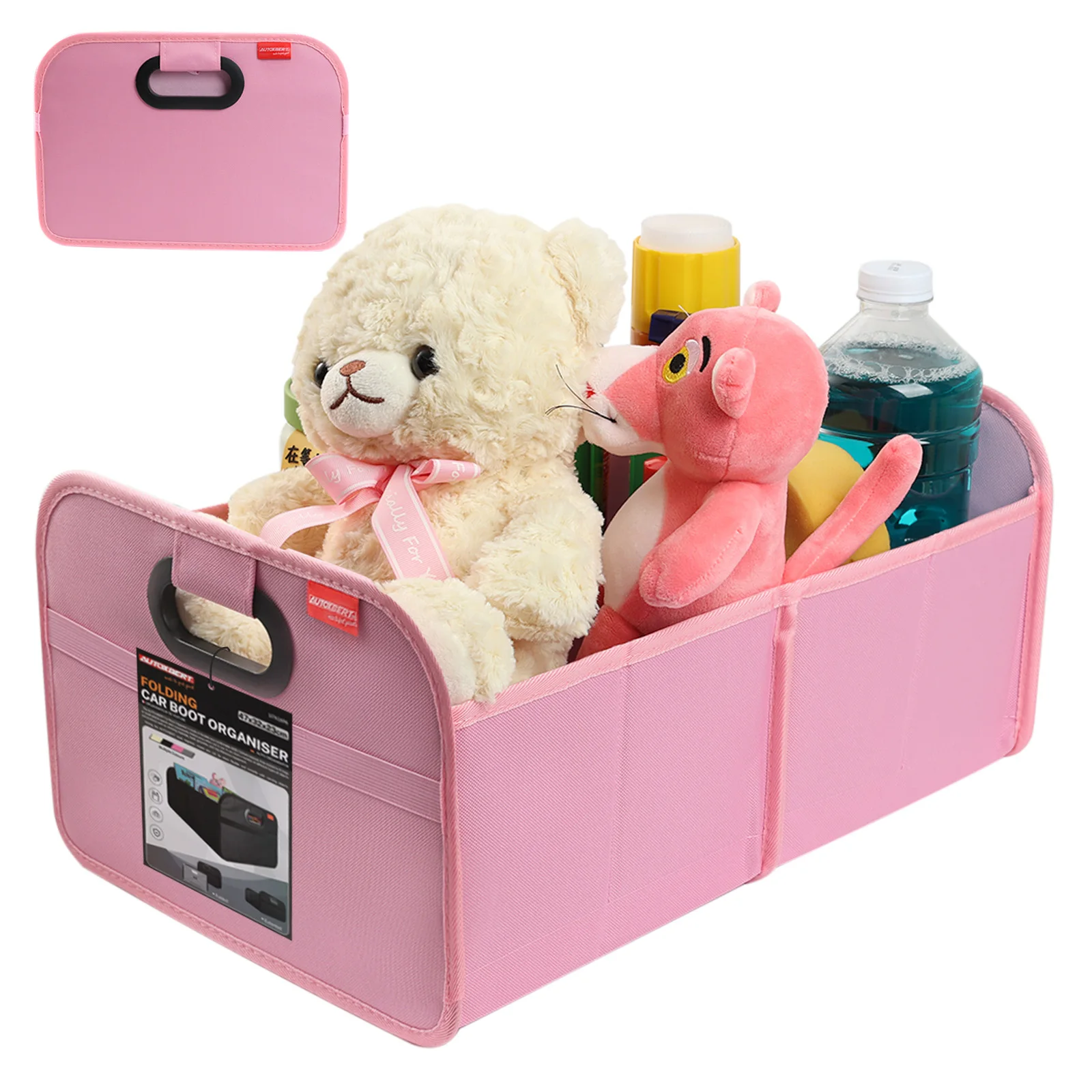 Pink Trunk Organizer-35L Sturdy Car Organizer Oxford Folding Car Organizer with Collapsible Multi-Compartment  for SUVs Sedans