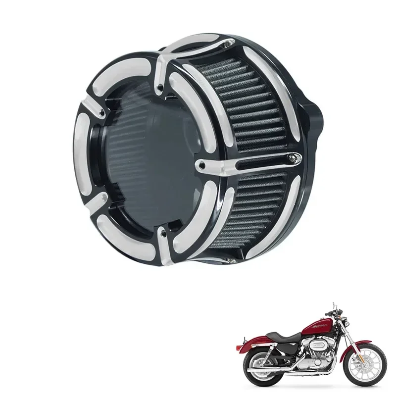 For Harley Sportster XL 883 XL 1200 2007-up Fitment-A Air Cleaner See Through Intake Clarity Contrast Cut System Kit Cnc Chrome