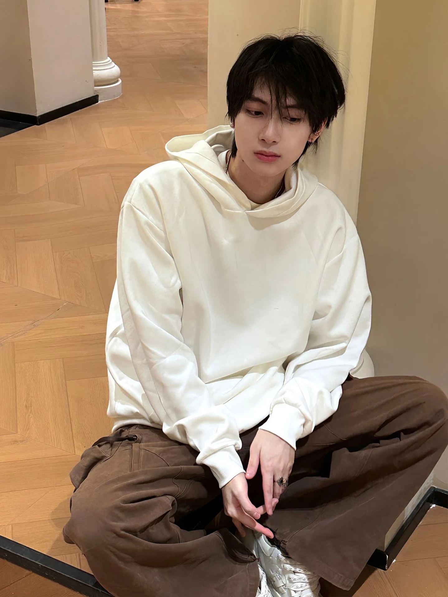 

Мужская толстовка American Sle Pure White Heavyweight для ранней осени, молодежная, повседневная, универсальная, свободного кроя, с капюшоном.