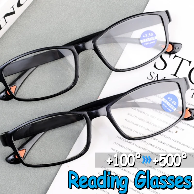 Reading Glasses Men Women Sports Anti-blue Light Reading Eyewear Black Red Frame Presbyopia Eyeglasses +100 To+400 Glasses