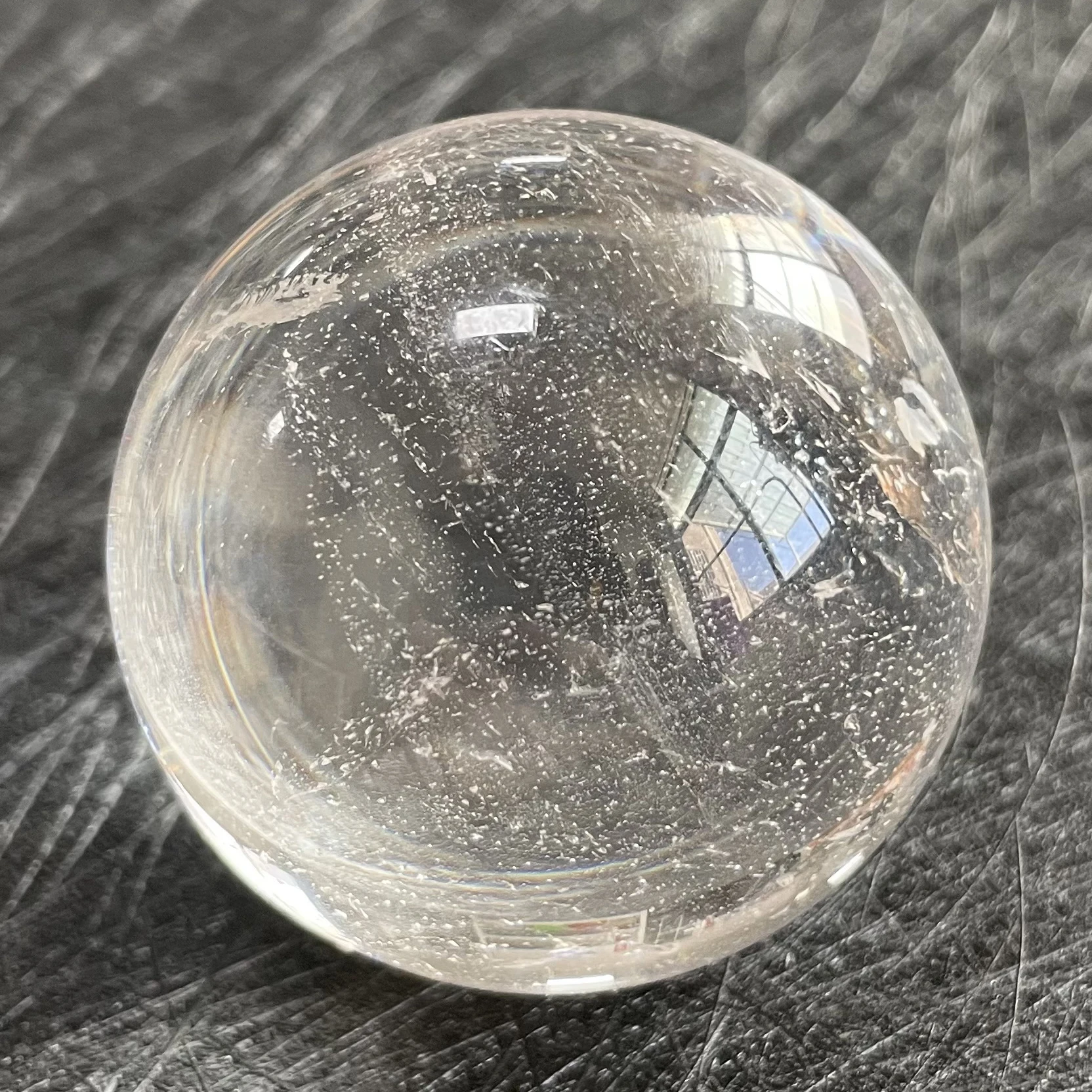 149g Natural Stone Clear Quartz Crystal Ball Rainbow Sphere Polished Rock Reiki Healing B663