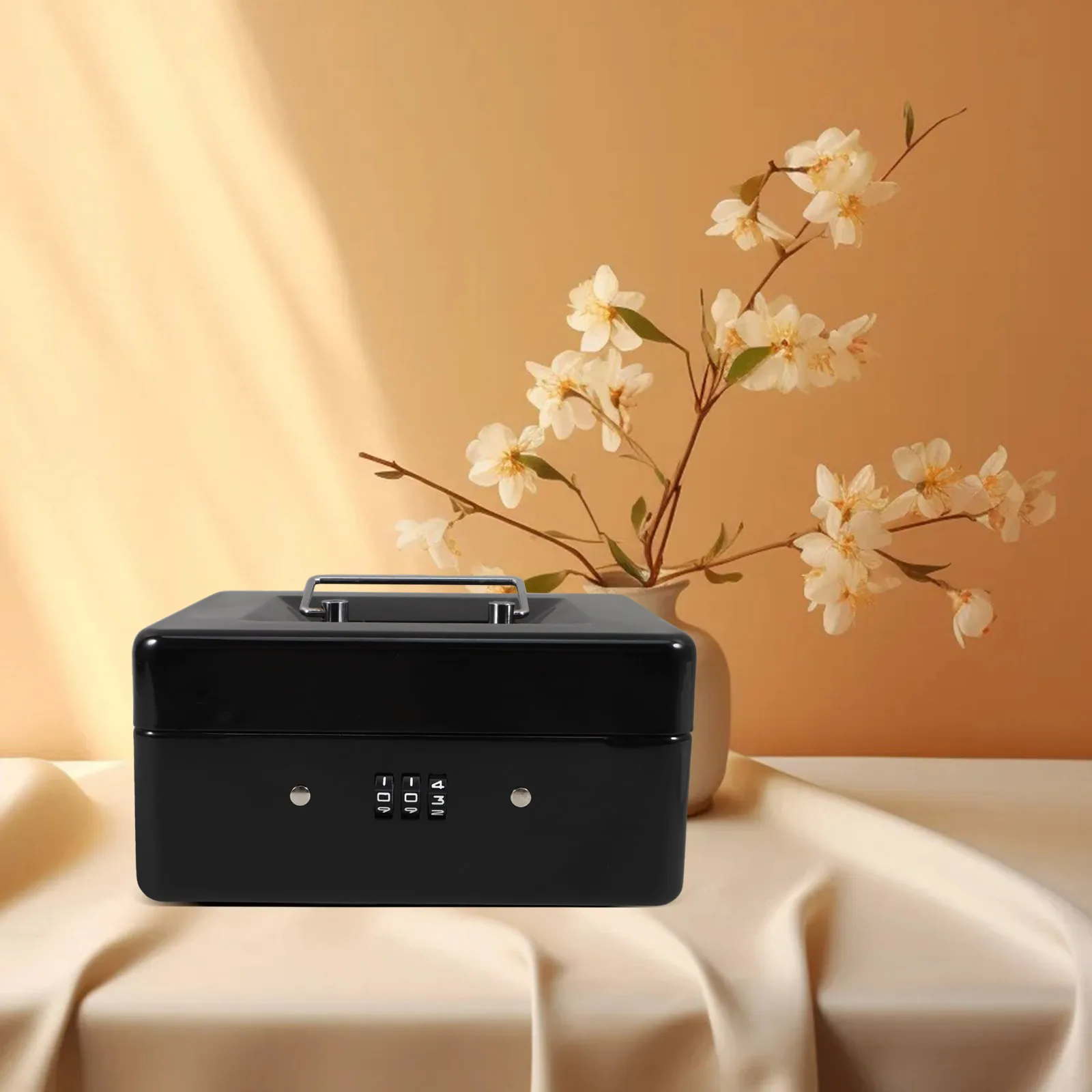 Portable Cash Box Steel with Combination Lock Lockable Large Capacity Safe for Money Storage Key Safe Box Outdoor Key Hider