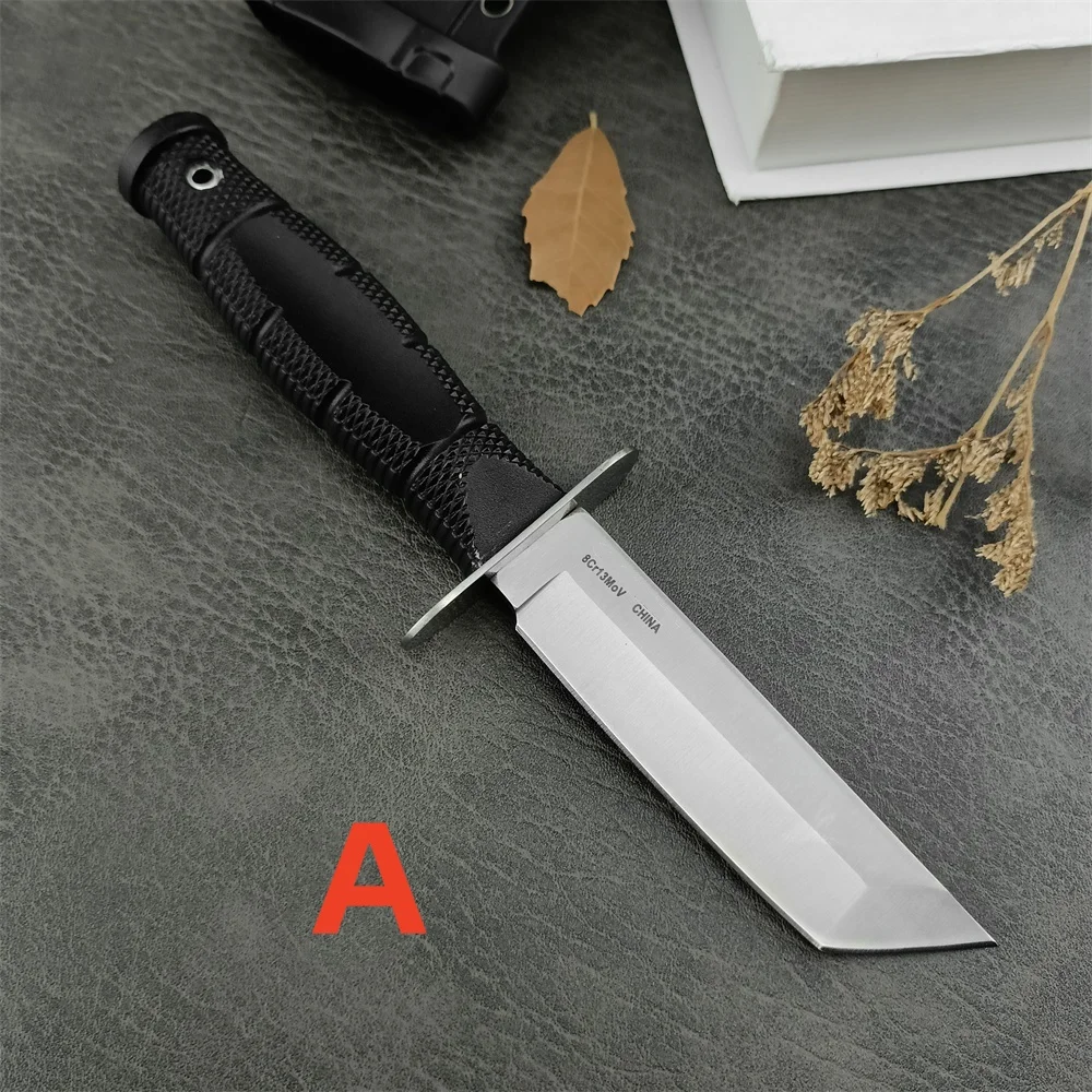 COLD Kyoto II Fixed Knife 8Cr13Mov Tanto Blade Reinforced Nylon Fiber Handle Hunting Tactical Knives Military Combat EDC Tool