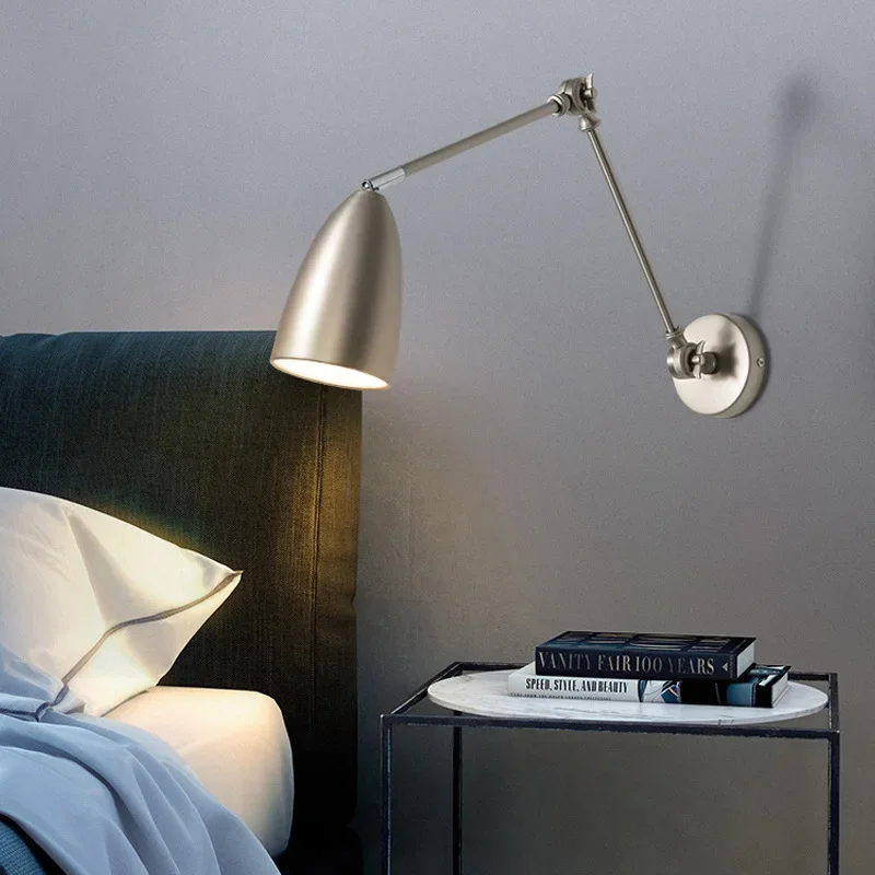 SANDYHA Bedroom Bedside LED Wall Lamps Modern Simple Telescopic 108 °  Rocker Arm Long Pole Study Reading Decor Lighting Fixture
