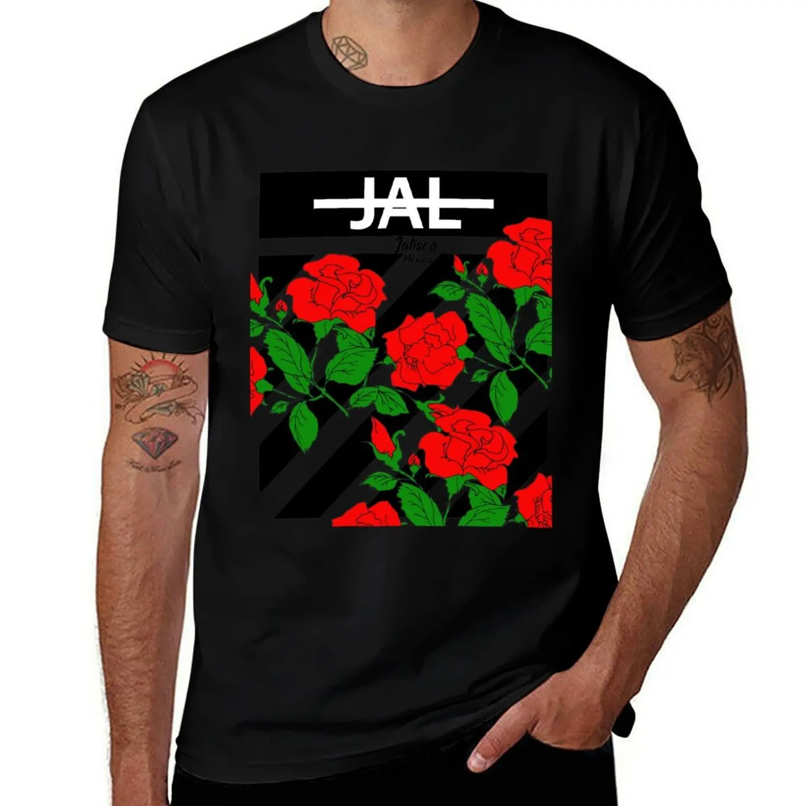 

SHIRT MEXICO RED JALISCO ROSES T T-Shirt Casual Loose Fit Short Sleeve T-Shirt