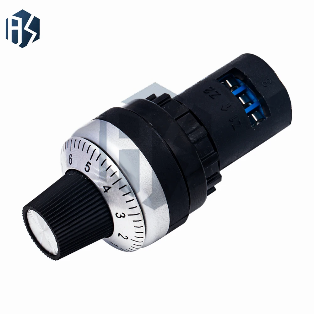 ‌ مقياس الجهد الدوار الصناعي LA42DWQ-22 - مقاوم متغير دقيق 1K-500K أوم مع حامل لوحة 22 مم للتحكم في سرعة VFD