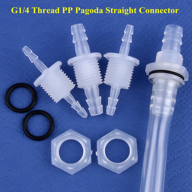5~200 Szt G1/4\'\' Gwint PP Pagoda Nakrętka sześciokątnaO-ring Bezpośrednie złącza Adapter pompy powietrza w zbiorniku akwariowym Przejdź przez