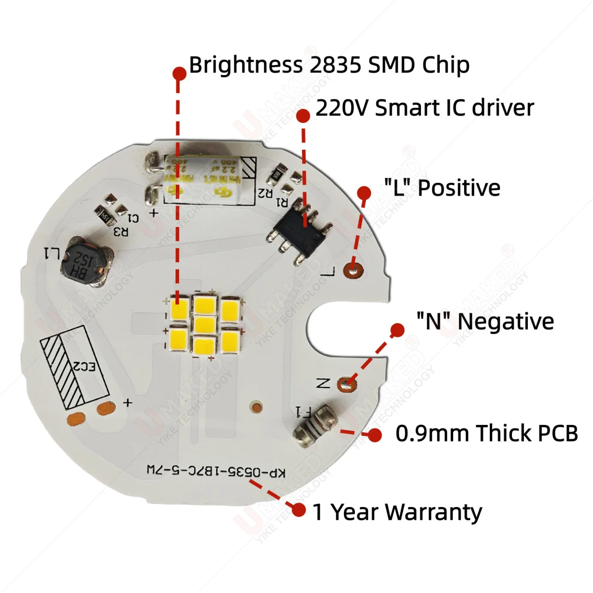 10pcs 3W 5W 9W 220V led downlight source, 38.5mm PCB with Smart IC driver, White 3000K, Bi color aluminum PCB diy for bulb track