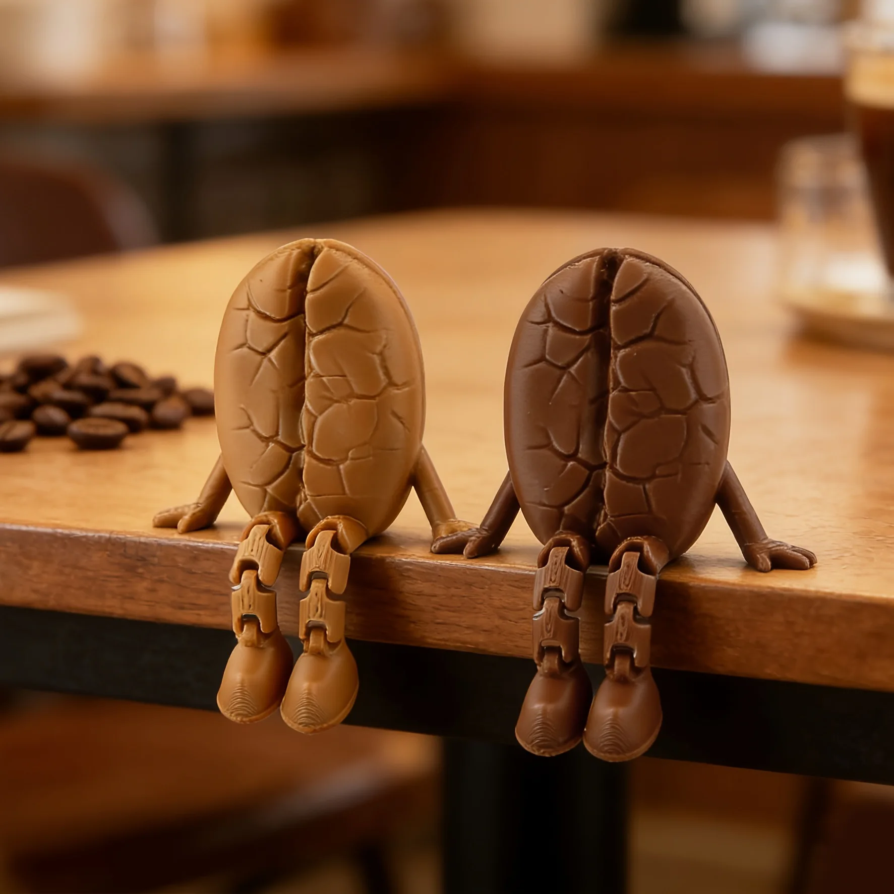 3D Printed Coffee Buddy Jointed Desk Figurine Coffee Bean Cup Corner Mini Statue Coffee Buddy