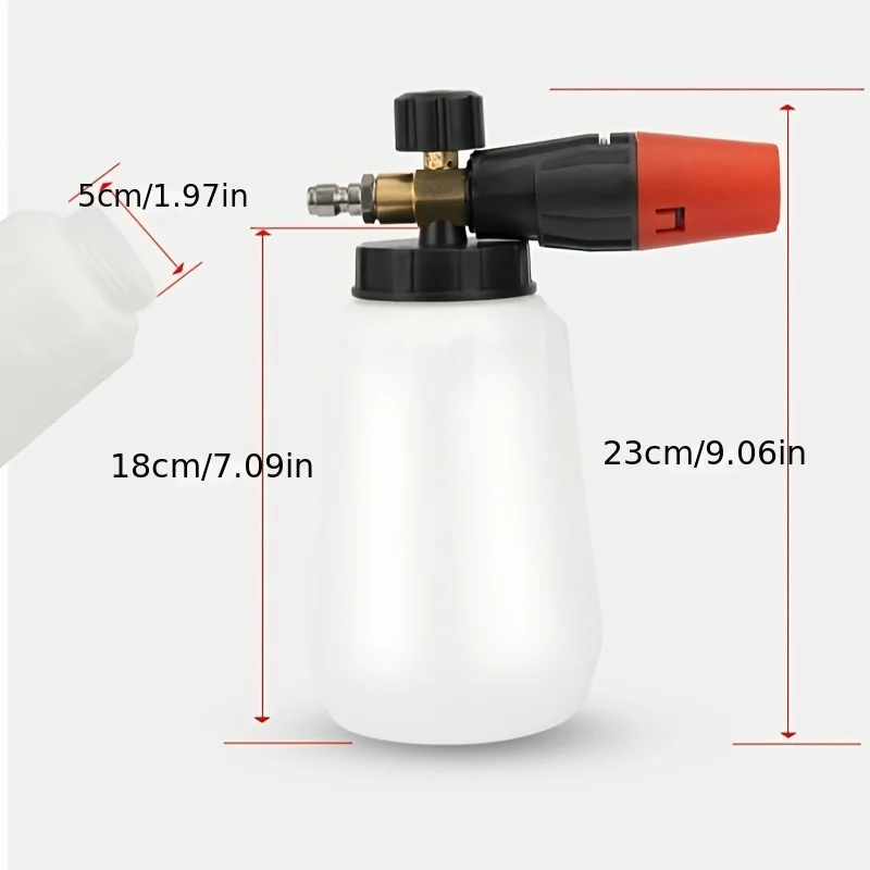 Adjustable Nozzle Foam Cannon, 1L Thick Bottle, 1/4