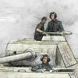 1/35 Resin figure unpainted model Kit, military theme (3 people without tanks), unassembled and unpainted GK,754R