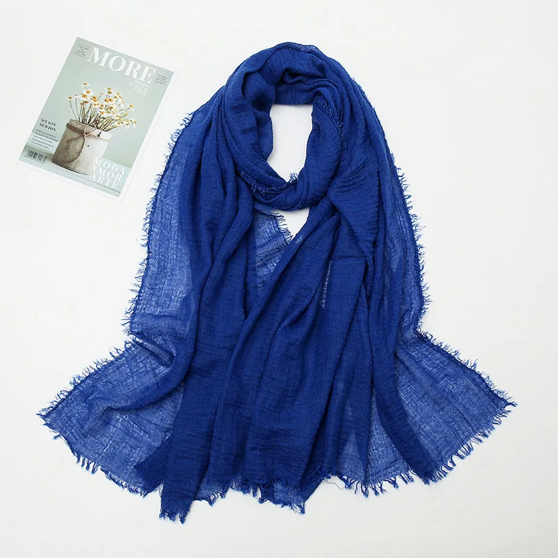 Écharpe d'été en coton et lin pour femmes, couleur unie, protection solaire, fine, châle doux, Foulard en Viscose, châles enveloppants de printemps, nouveau