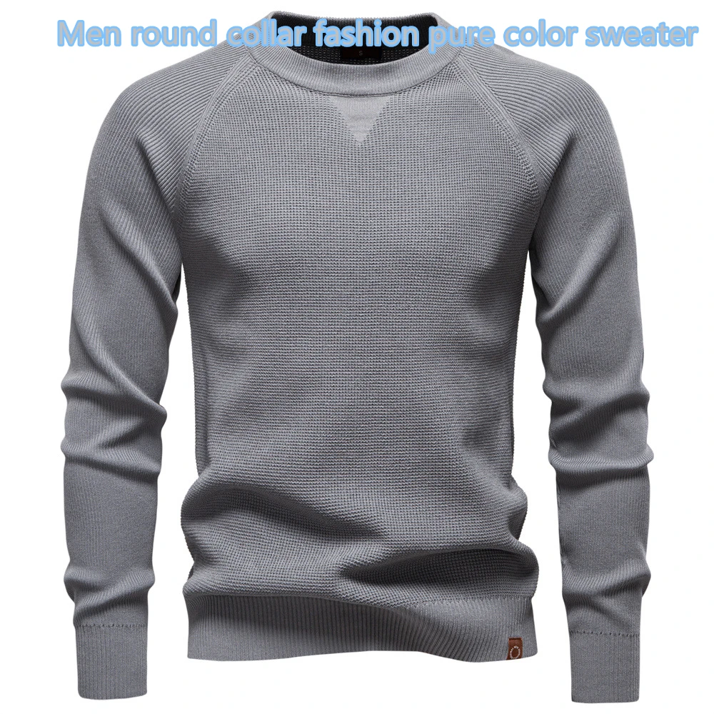 

Men's 2025 Solid Color Knit Sweater Business Casual Crew Neck Long Sleeve Pullover Stretch Fit Straight Cut T-Shirt Top