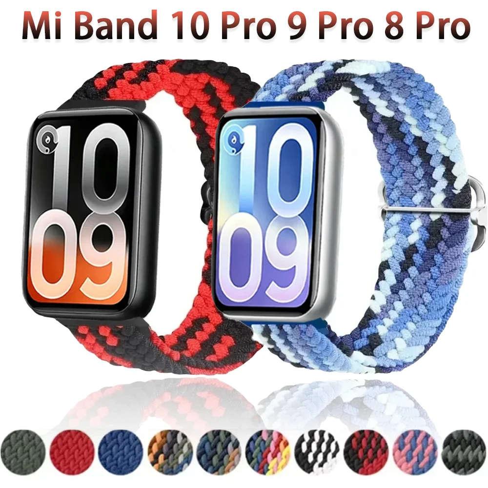 Nylon-Schlaufenarmband für Xiaomi Mi Band 10 Pro 9 Pro 8 Pro Atmungsaktives Sportarmband Correa für Redmi Watch 6 5 4 Austauschbares Band