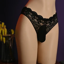 Sexy Mens Sissy Crossdress Panties Open Crotch Stretch Lace Underwear Plus Size Gay Briefs Thong Sissy Crotchless Sexy Panties