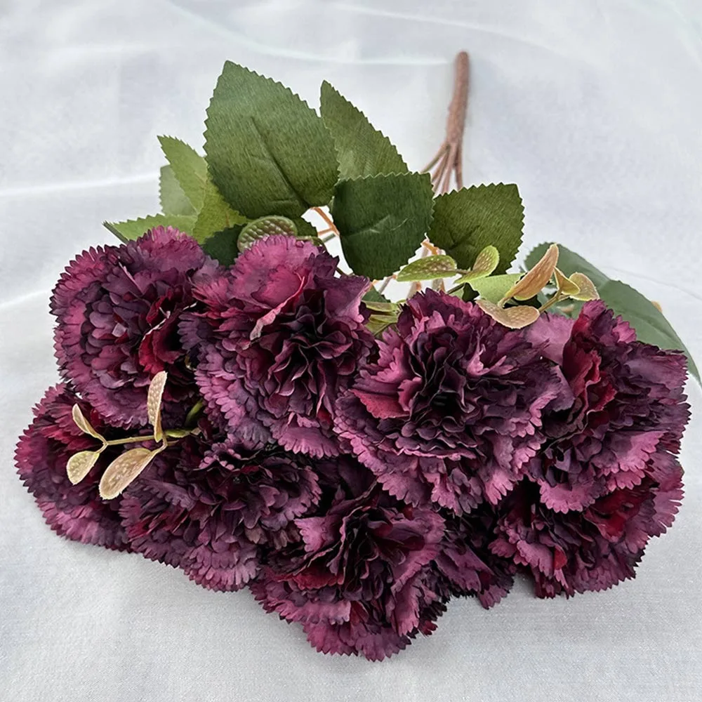 

Multicolor Carnation Artificial Flower Silk Petal 9 Heads Lifelike Carnation Flowers Floral Arrangement Photo Props