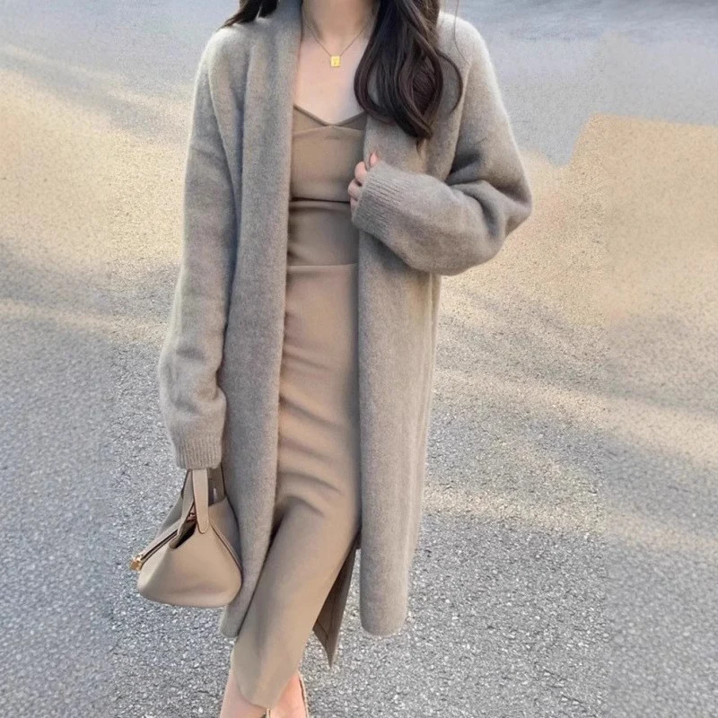 

Oversized Loose Long Sleeve Knitted Cardigan Woman Korean Vintage Streetwear Sweater Coat Female Autumn Winter Lazy Warm Coats