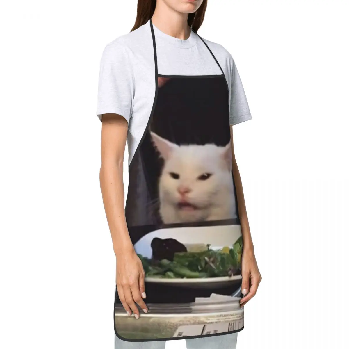 Unisex Woman Yelling At A Cat Meme Bib Apron Adult Women Men Chef Tablier Cuisine for Cooking Kitchen Gardening