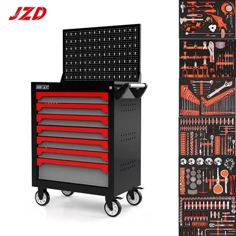 7-Drawer Auto Repair Mobile Toolbox Stainless Steel Rolling Tool Cabinet Storage Workshop Use Steel Roller Cabinet Tool Trolley