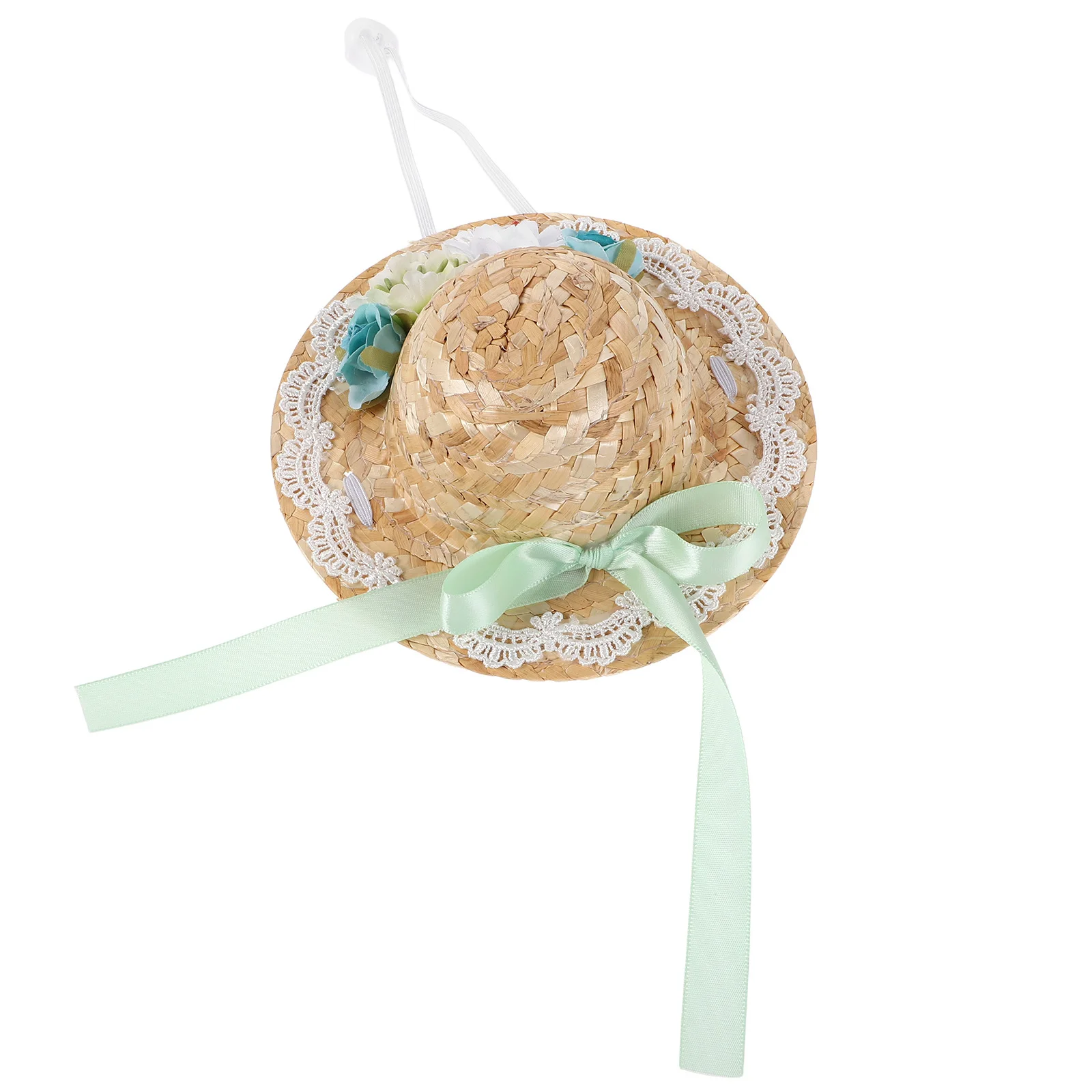 Mini chapeau de paille petit Sombrero avec nœud fleurs maison de poupée fournitures d'artisanat Mini chapeau décor artisanat ornement chapeaux miniatures