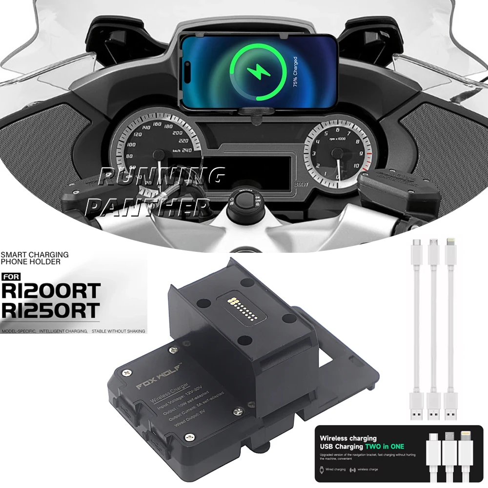 

NEW For BMW R1300GS 2014 - 2020 Mobile Phone GPS Navigation Bracket USB Or Wireless Charging Mount Holder