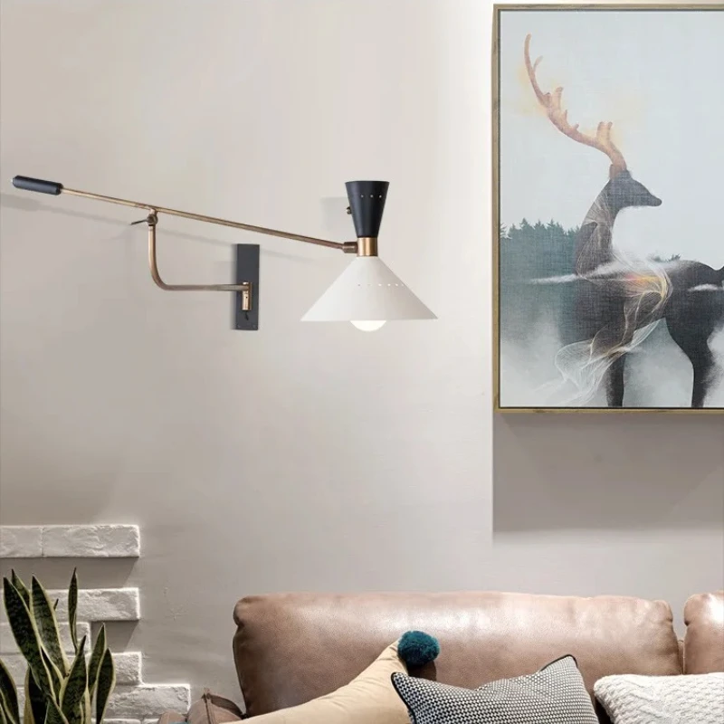 Nordic Creative Simple Wall Light Living Room Rotating Lamp Bedhead Bedroom Designer Italian Extremely Simple Wall Hanging Lamp