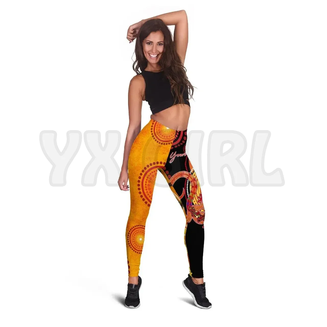 YX GIRL Women's For Girl  Couple Aboriginal Lizards 3D Printed Leggings Sexy Elastic Female Skinny Leggings Gothic Yoga Leggings