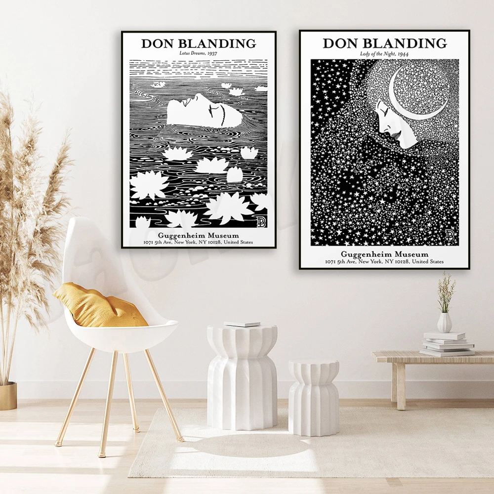 Lady of the Moon Poster, Lotus Dreams, Donald Blanding Museum Print, Vintage Abstract Lounge Home Decor Gift Idea