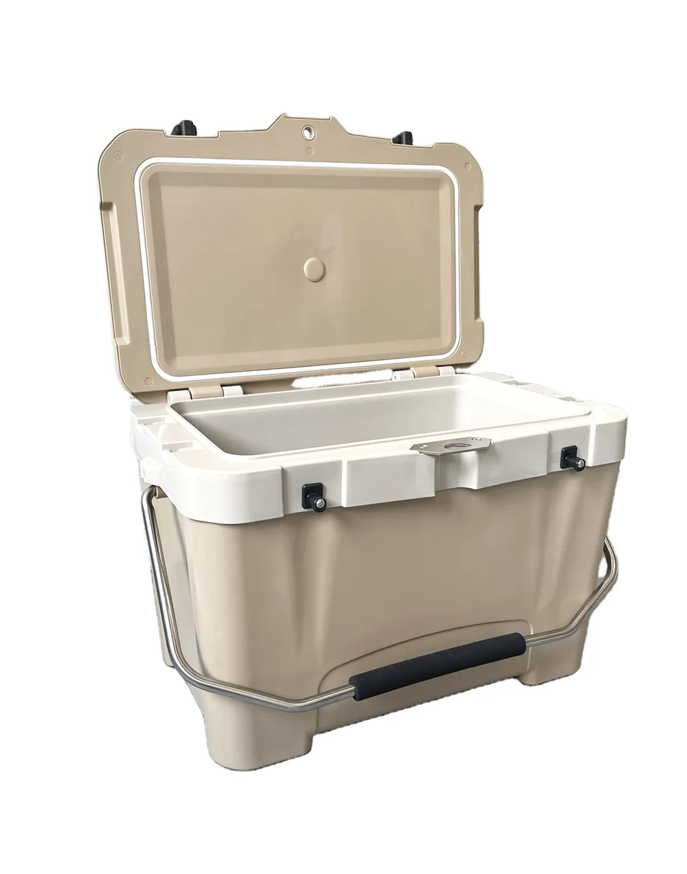 Wholesale Beige Sand 25L PU Foam Insulated Plastic Cooler Boxes Modern Food Cans Insulated Containers China Factory