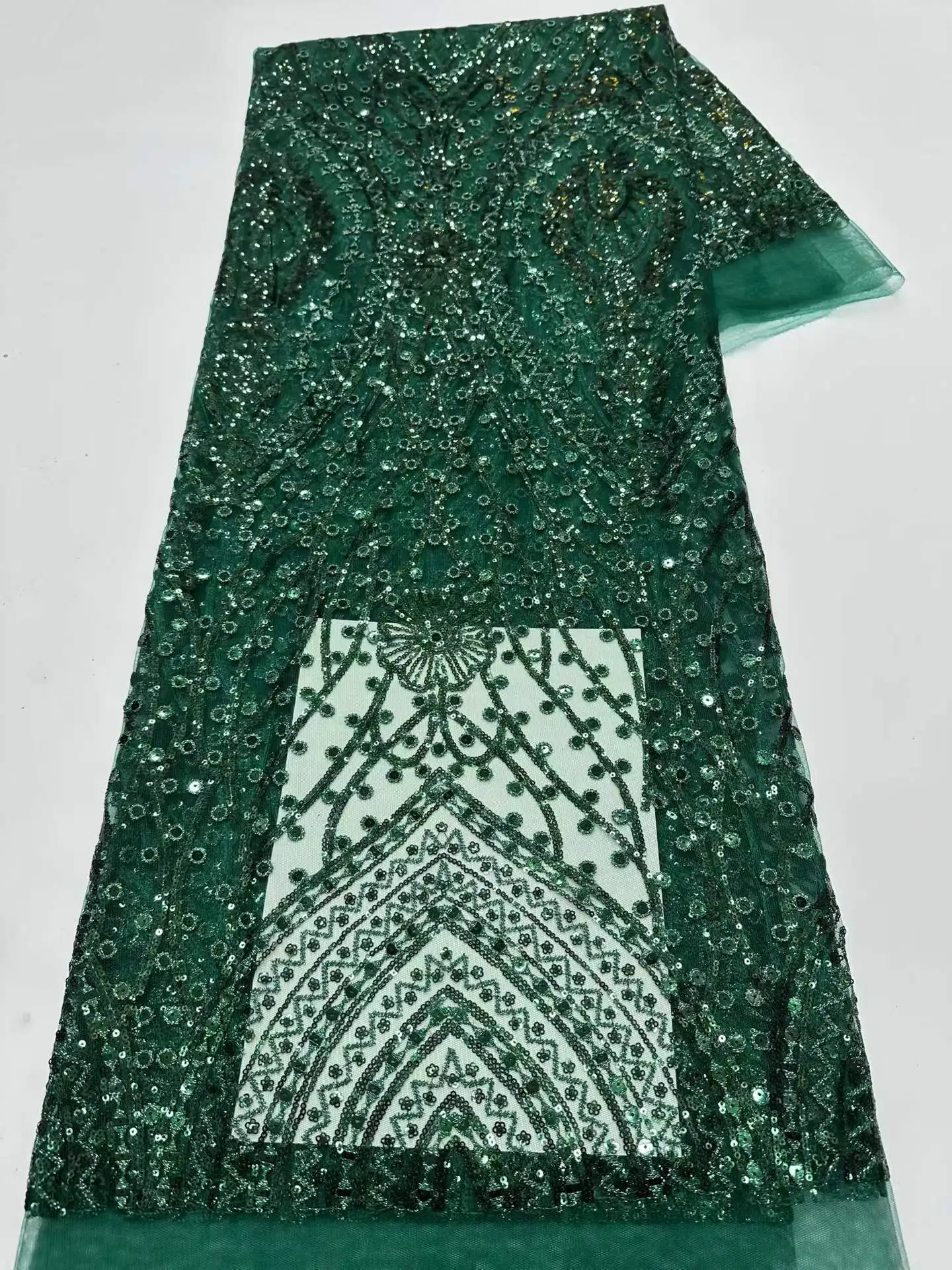 

5 Yards African Bridal Lace Fabric with Sequins Embroidery Lace High Quality 2026 French Tulle for Wedding Groom Nigerian Style