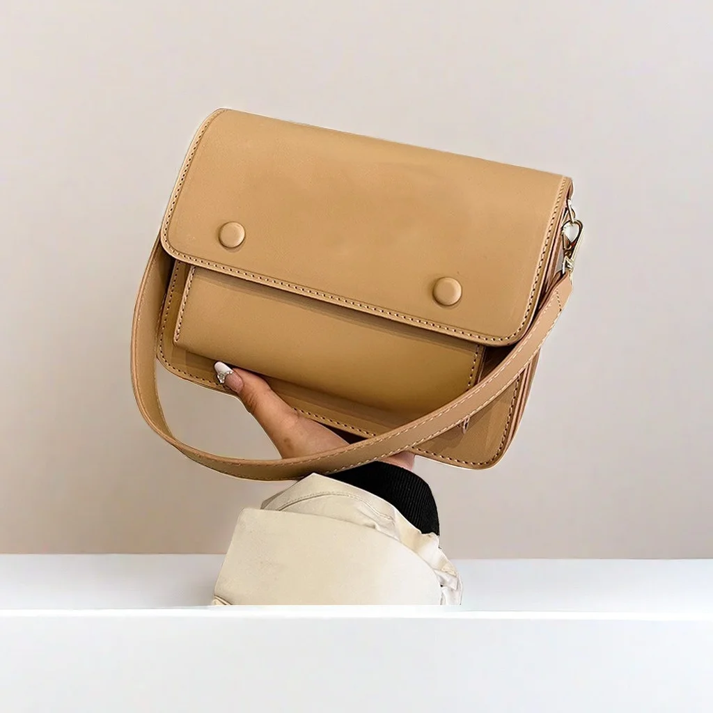 Fashion Women's Square Bag 2024 New PU Texture Shoulder Bag Simple Female Oblique Span Bag