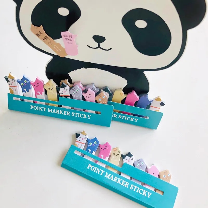 240Pcs Cute Cat Sicker Bookmarks Memo Pad Sticky Notepaper Sticky Notes Page Flag Self-Stick Tab Bookmark Office School Supplies