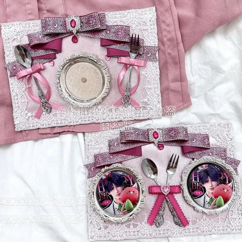 Pink Ribbon Goods Display Dinner Plate Organizer Board. Cosplay Ita Bag Accessories. Badge Display Board