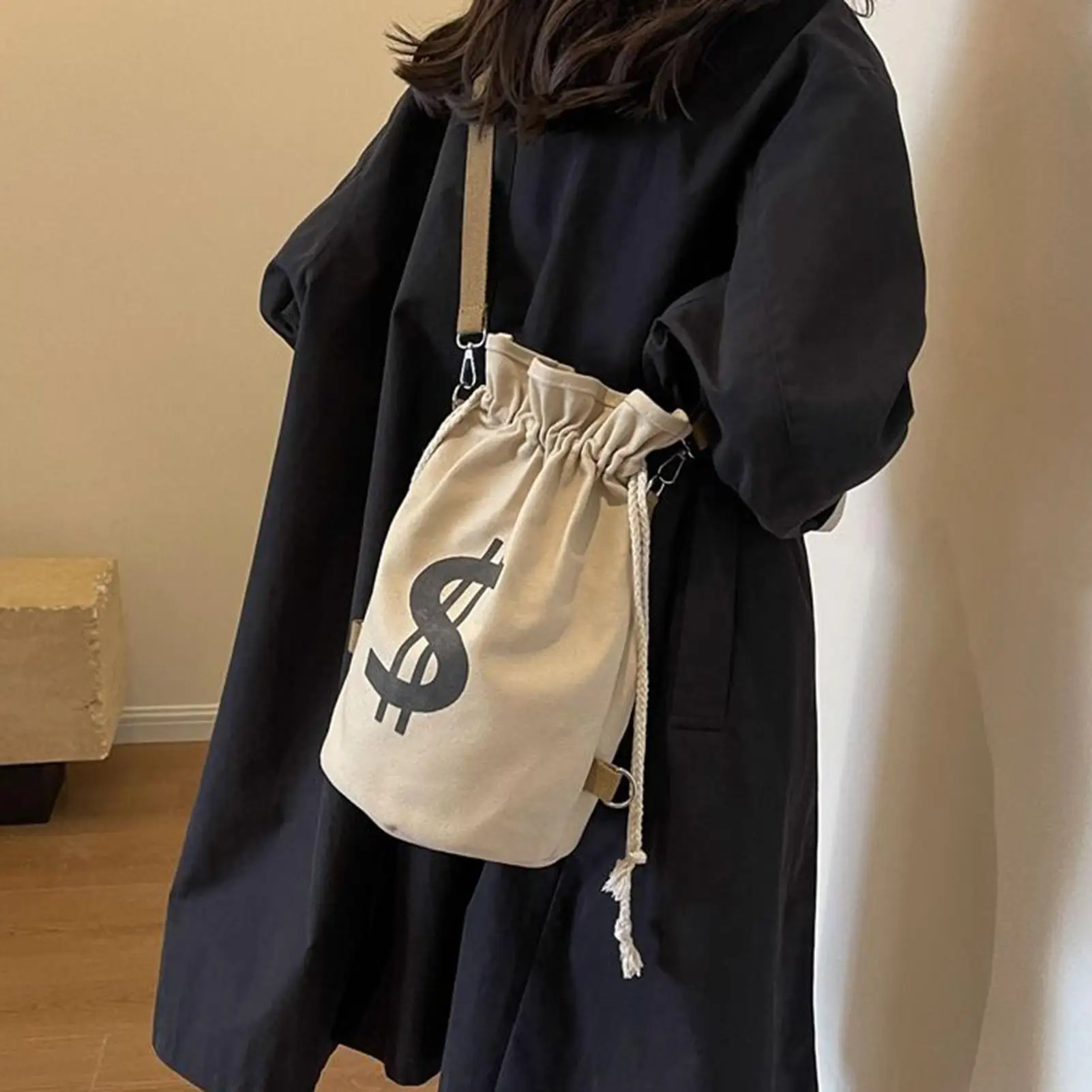 

Draw String Back Bag Shoulder Bag With Dollar Pattern Stationery Storage Pack For Men Women Kids Boys Girls Sports Soccer Swim