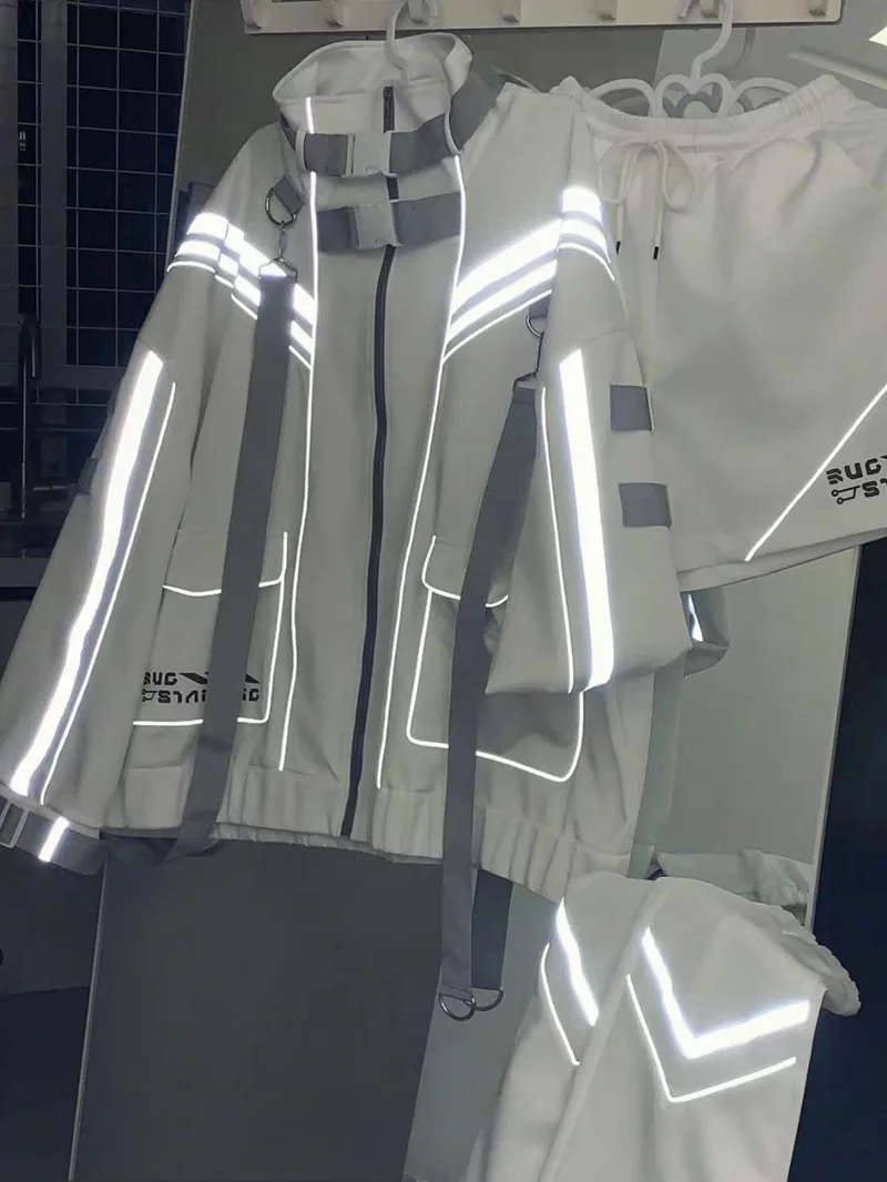 Japanese Cyber Cosplay Coat White Sportweight Outdoor Jackets Punk Uniform Suit Anime Party Role Play Outfit for Woman Girlcool！